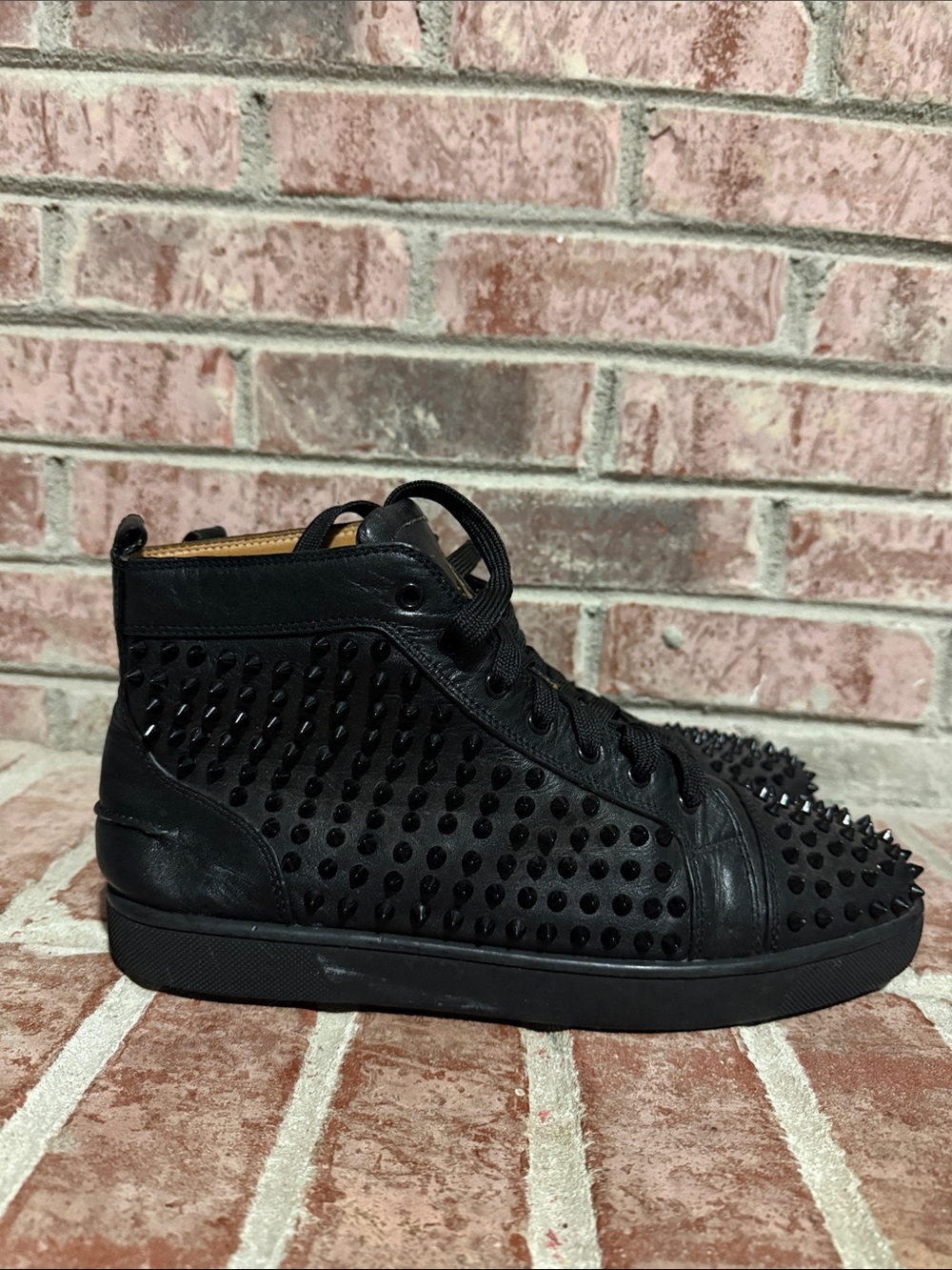 Men’s Christian Louboutin black Studded High-Top Men's Sneakers size 44